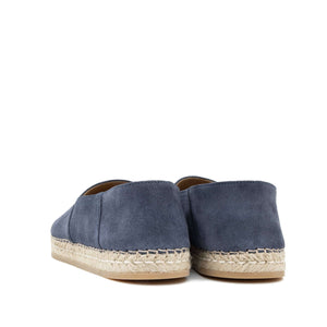 Espadrillas Havana in pelle scamosciata blu denim, con suola in corda intrecciata e battistrada in gomma.