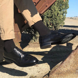 Scarpa stringata da uomo nera Il Gergo, allacciatura a Derby e costruzione Goodyear. Articolo Supervisor.