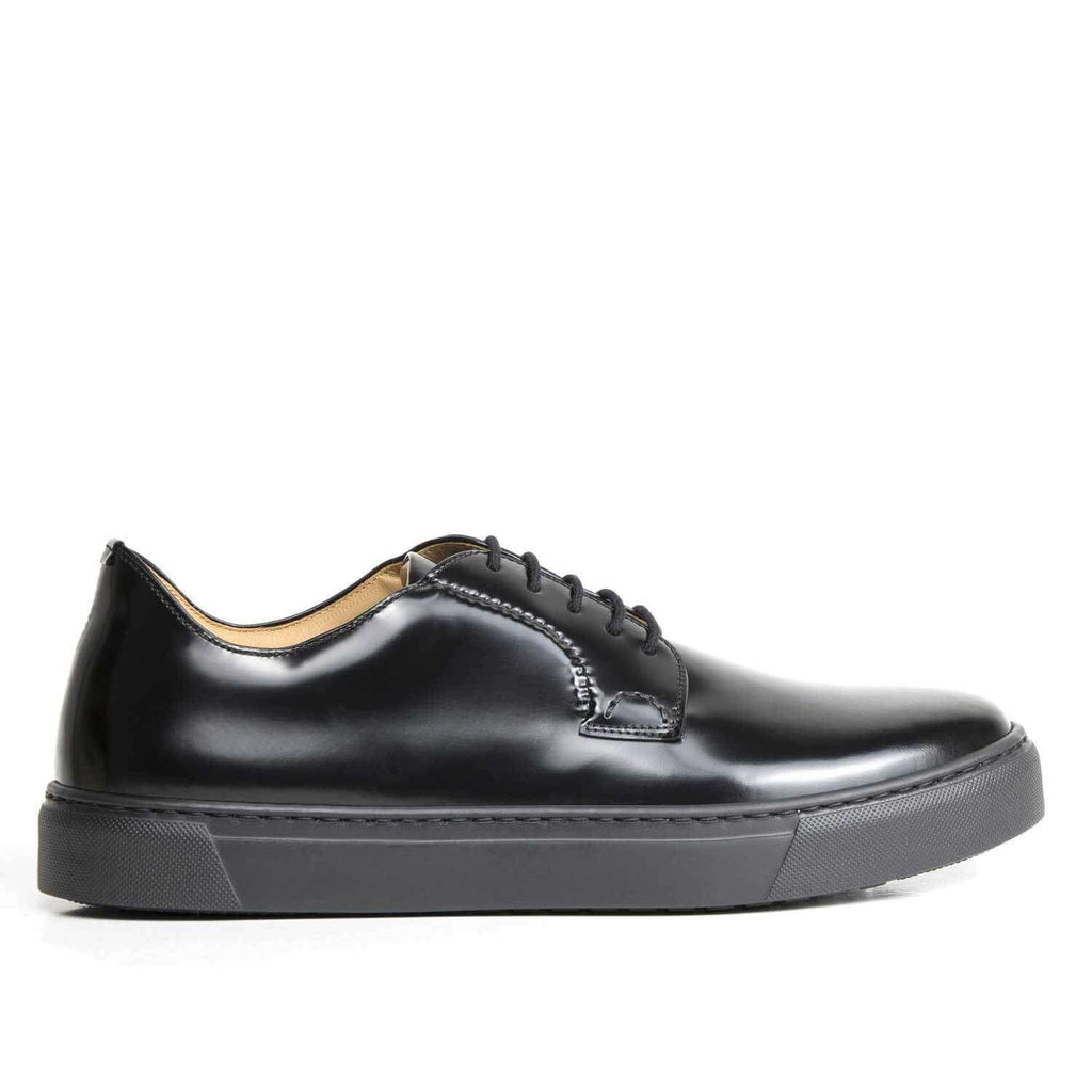 Strutton Men's Sneaker in Black Shiny Leather | Il Gergo