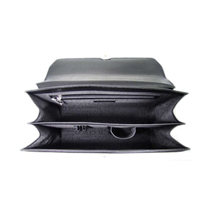 Borsa porta documenti Il Gergo con manico realizzata in pelle, colore nero. Articolo Barry.